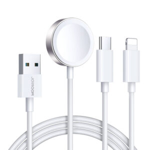 Joyroom laidas S-IW008 3-in-1 magnetinis įkroviklis USB-A - Lightning/USB-C 1.2m - baltas