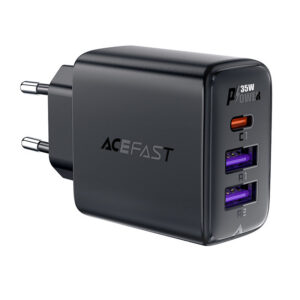 Acefast įkroviklis A57 PD 35W GaN 2 x USB-A + USB-C su 3 jungtimis - juodas