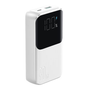 Mini išorinė baterija su integruotais laidais Joyroom JR-PBC06 30W 10000mAh - baltas