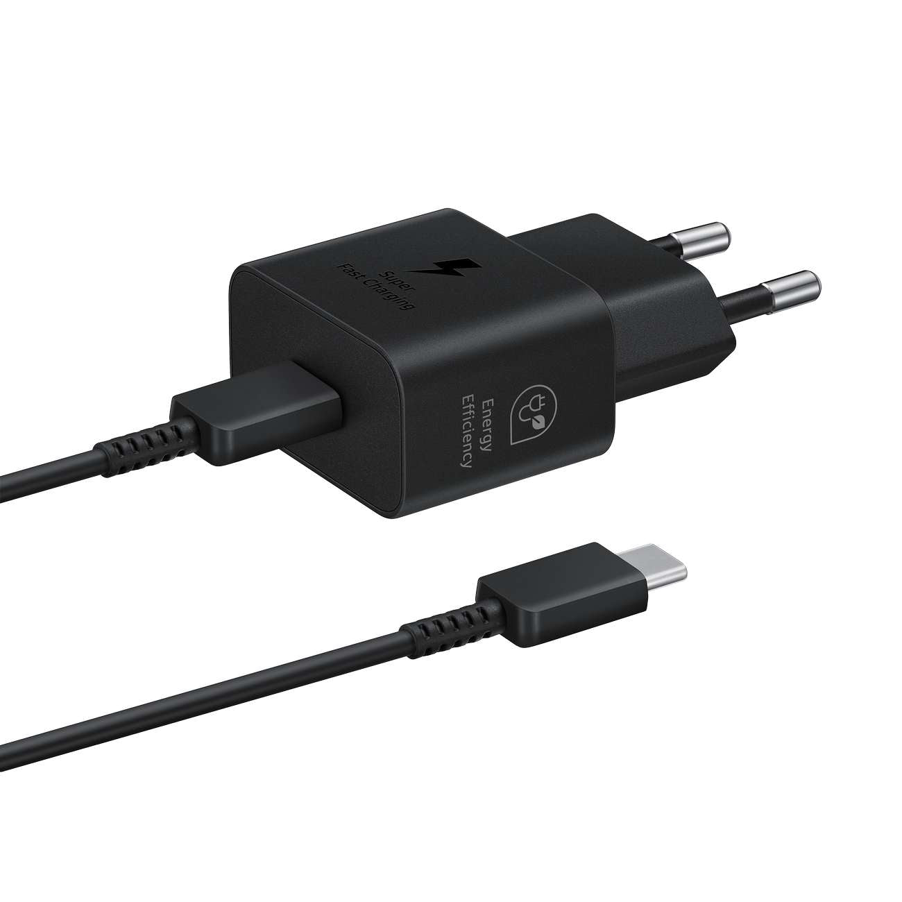 Samsung EP-T2510XBEGEU 25W SFC GaN sieninis įkroviklis su USB-C laidu - juodas