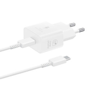 Samsung EP-T2510XWEGEU 25W SFC GaN sieninis įkroviklis su USB-C laidu - baltas
