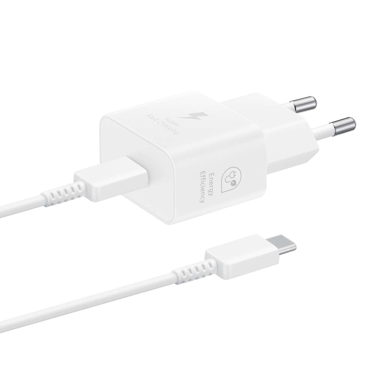 Samsung EP-T2510XWEGEU 25W SFC GaN sieninis įkroviklis su USB-C laidu - baltas