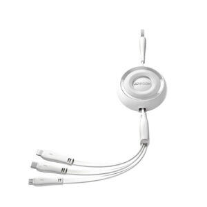 Joyroom Colorful Series S-A40 ištraukiamas 3in1 USB-A - USB-C / Lightning / Micro USB laidas 1m - baltas