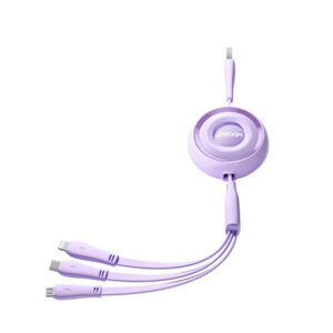 Joyroom Colorful Series S-A40 ištraukiamas 3in1 USB-A - USB-C / Lightning / Micro USB laidas 1m - violetinis