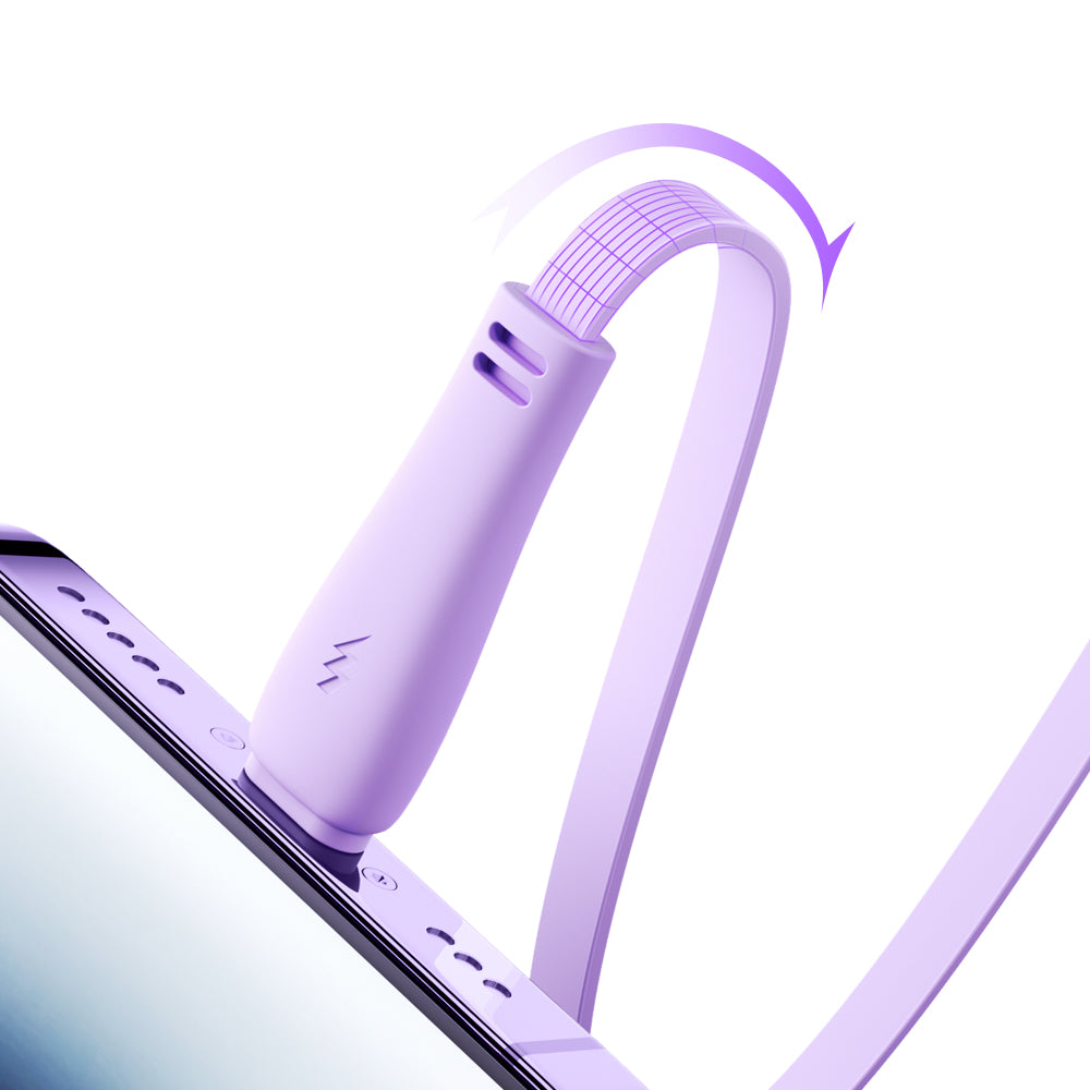 Joyroom Colorful Series S-A40 ištraukiamas 3in1 USB-A - USB-C / Lightning / Micro USB laidas 1m - violetinis