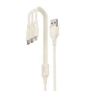 Dudao L7SE 3in1 USB-A - 2x USB-C / Lightning 66W laidas 1.2m - smėlio