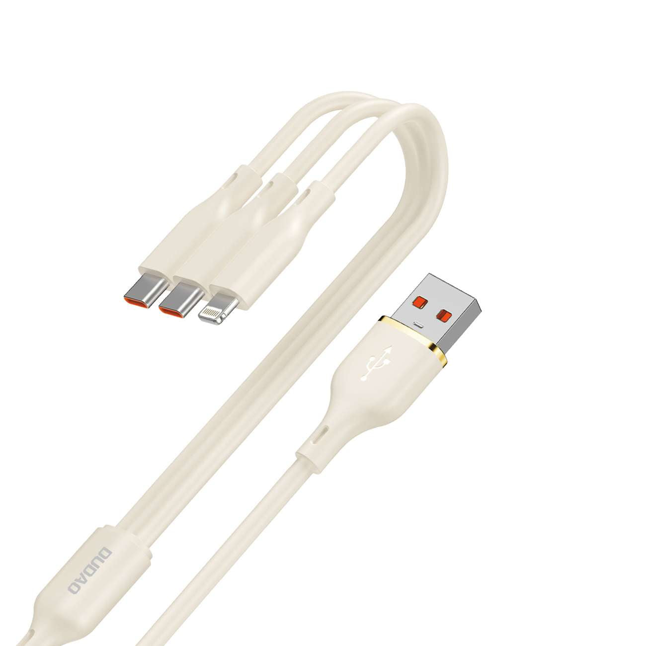 Dudao L7SE 3in1 USB-A - 2x USB-C / Lightning 66W laidas 1.2m - smėlio
