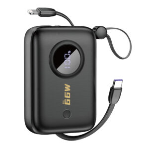 Dudao Išorinė baterija K14 10000mAh su USB-C / Lightning laidais - juodas