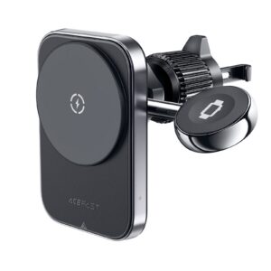 Acefast D18 automobilinis laikiklis su MagSafe / Qi indukciniu įkrovikliu + USB-A USB-C laidas - juodas