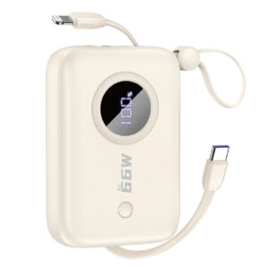 Dudao Išorinė baterija K14 10000mAh su USB-C / Lightning laidais - smėlio