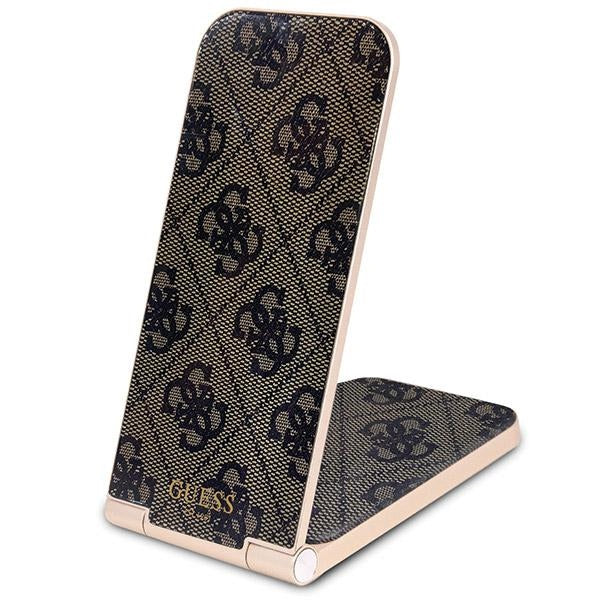 Guess 4G Pattern MagSafe sulankstomas 2in1 15W indukcinis įkroviklis - rudas