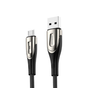 Joyroom Sharp Series S-M411 USB-A / micro USB 3A 2m laidas su įkrovimo indikatoriumi - juodas