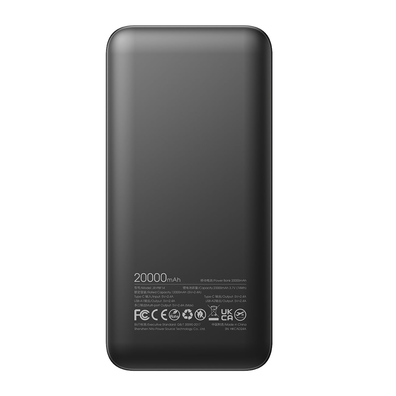 Joyroom Išorinė baterija JR-PBF14 20000mAh 2.4A 2x USB-A 1x USB-C - juoda
