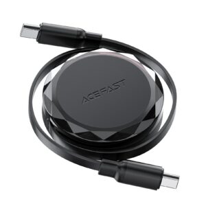 Acefast C13-03 USB-C - USB-C 60W ištraukiamas laidas - juodas