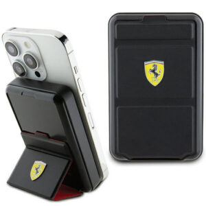Ferrari Išorinė baterija Metal Logo MagSafe indukcinė 15W 10000mAh su stovo funkcija - juoda