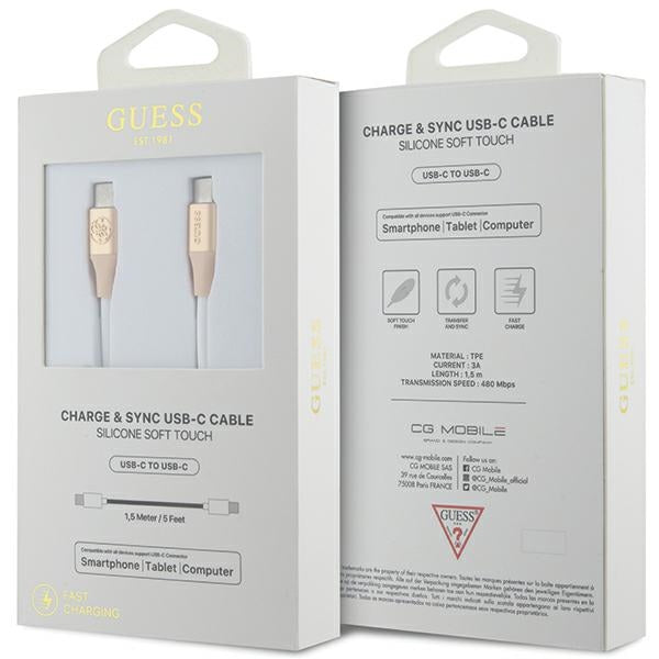 Guess Ebossed Logo USB-C / USB-C laidas 1.5m greitas įkrovimas - auksinis