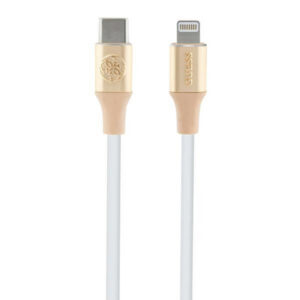 Guess Ebossed Logo USB-C / Lightning laidas 1.5m greitas įkrovimas - auksinis