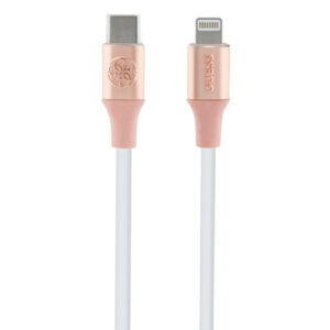 Guess Ebossed Logo USB-C / Lightning laidas 1.5m greitas įkrovimas - rožinis