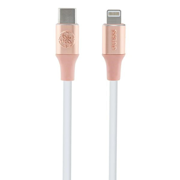 Guess Ebossed Logo USB-C / Lightning laidas 1.5m greitas įkrovimas - rožinis