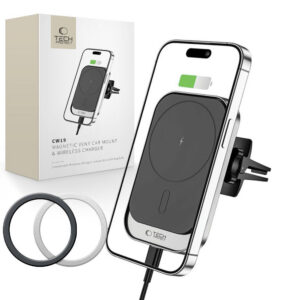 Tech-Protect CW19 MagSafe magnetinis automobilinis laikiklis su 15W indukciniu įkrovikliu oro grotelių tvirtinimui -...