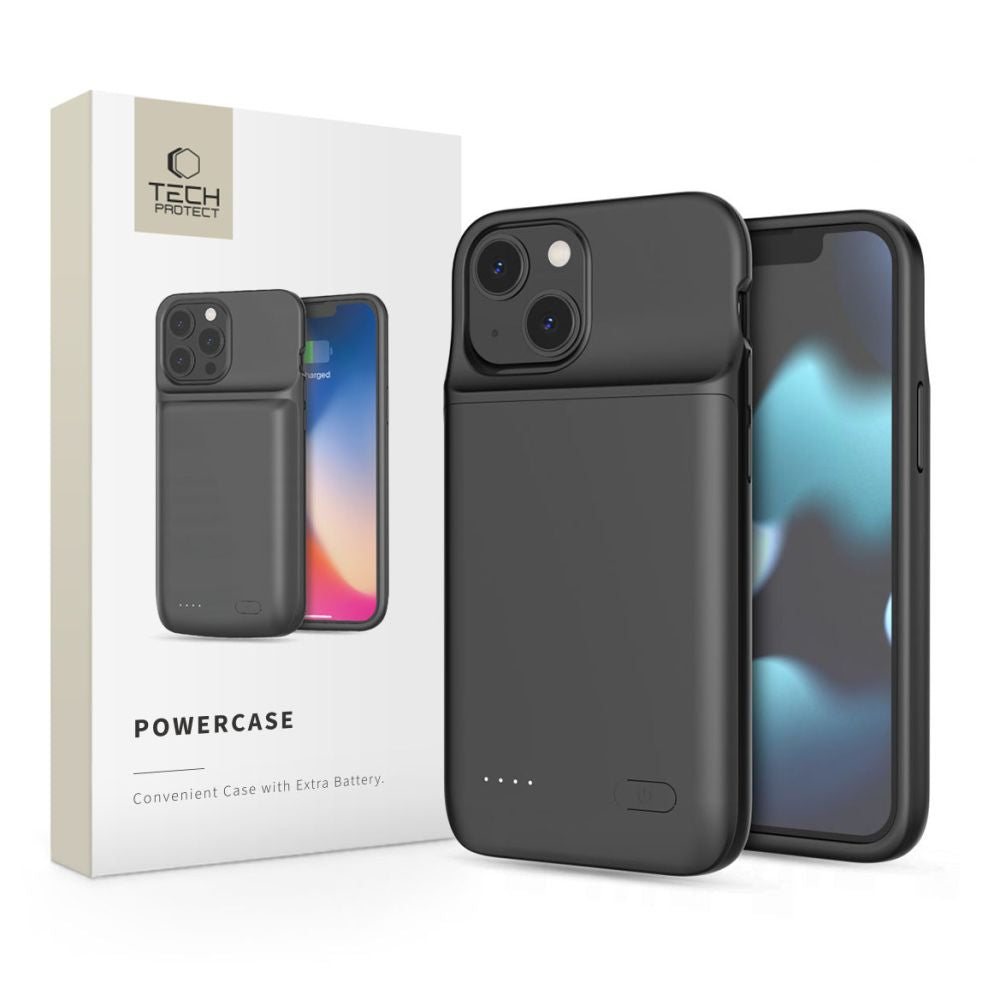 Tech-Protect PowerCase, skirta iPhone 12 mini / 13 mini, su 4700mAh išorine baterija - juoda