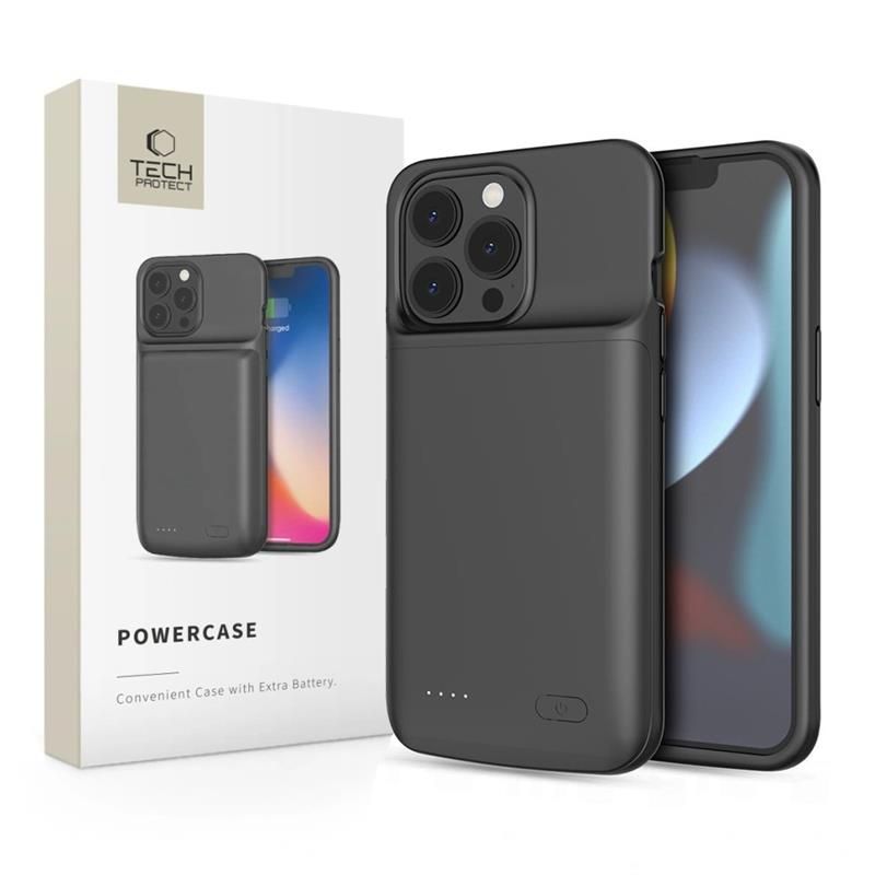 Tech-Protect PowerCase, skirta iPhone 13 / 13 Pro, su 4800mAh išorine baterija - juoda