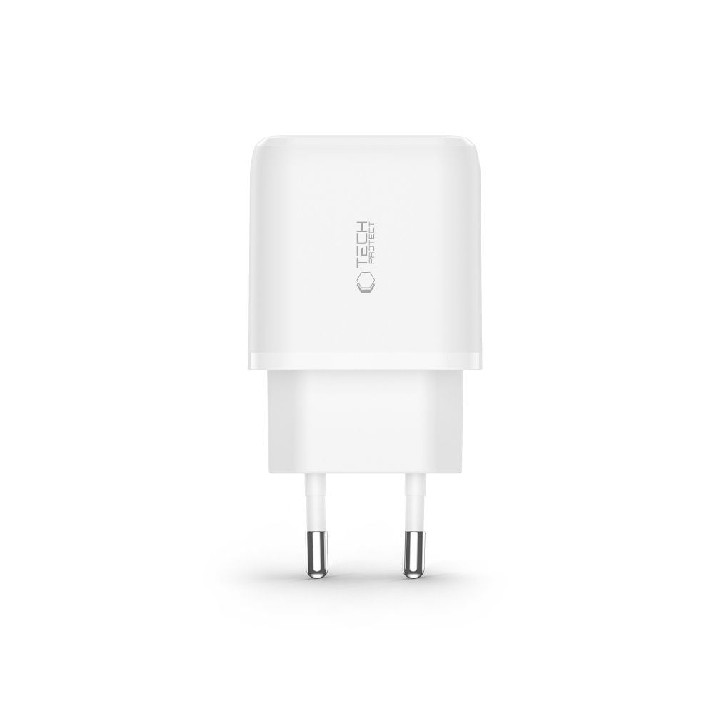 Tech-Protect C20W įkroviklis USB-C PD 20W / USB-A QC 3.0 - baltas