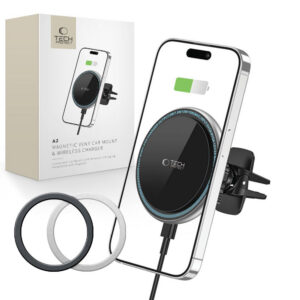 Tech-Protect A2 automobilinis telefono laikiklis su MagSafe 15W indukciniu įkrovikliu oro grotelių tvirtinimui - juodas...