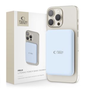 Tech-Protect Išorinė baterija LifeMag PB10 su MagSafe 5000mAh 15W USB-C jungtimi - mėlyna + USB-C laidas