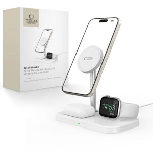 Tech-Protect Indukcinis įkroviklis QI15W-A22 MagSafe su 3in1 MagSafe stovu išmaniajam telefonui / Apple Watch / AirPods -...