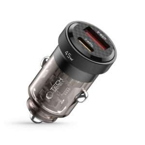 Tech-Protect Automobilinis įkroviklis CC45W USB-C PD 45W / USB-A QC 3.0 - juodas