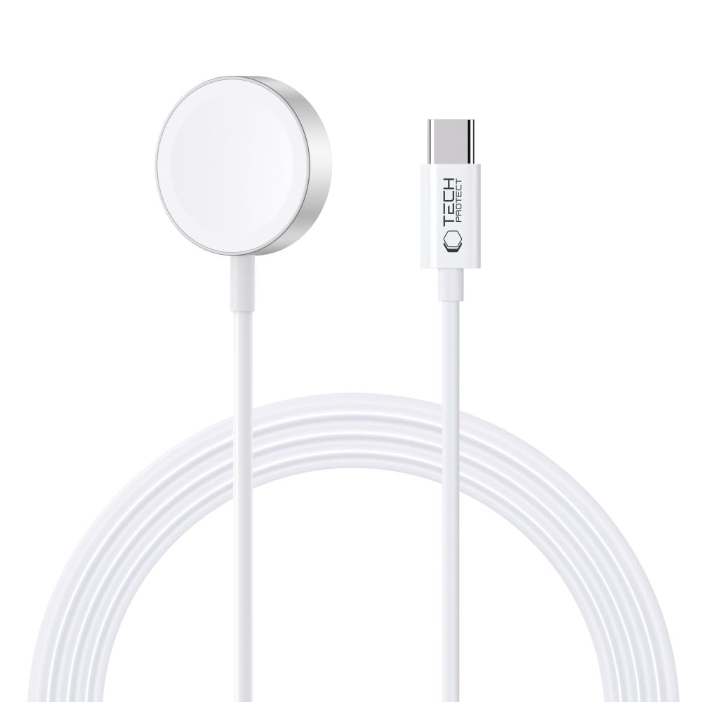 Tech-Protect UltraBoost Magnetinis indukcinis įkroviklis su USB-C jungtimi, skirtas Apple Watch, 1.2m - baltas