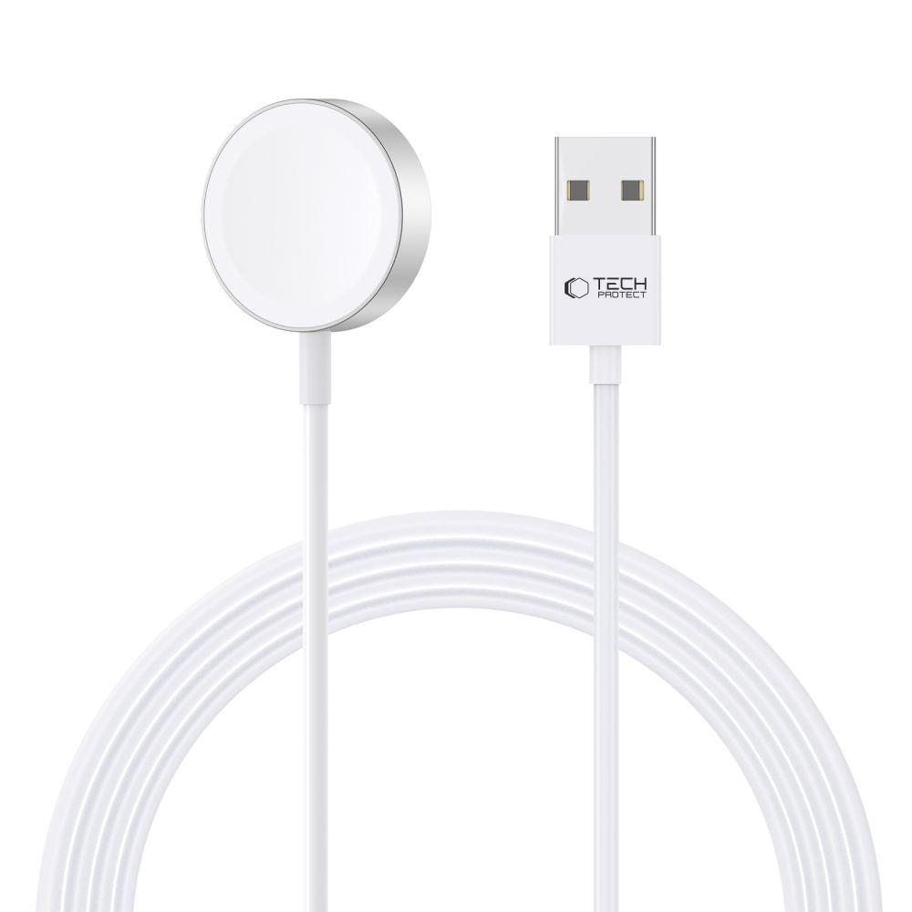 Tech-Protect UltraBoost Magnetinis indukcinis įkroviklis su USB-A jungtimi, skirtas Apple Watch, 1.2m - baltas
