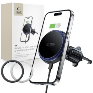 Tech-Protect Automobilinis telefono laikiklis MM15W-V4 su MagSafe 15W indukciniu įkrovikliu oro angai - juodas