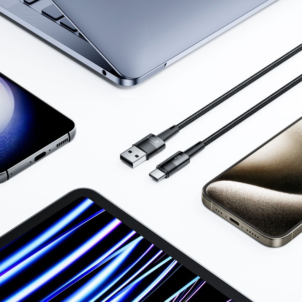 Tech-Protect UltraBoost USB-C / USB-A laidas 66W 6A 0.25m - pilkas