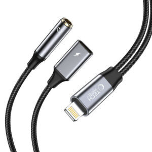Tech-Protect UltraBoost Lightning (male) / mini jack 3.5mm (female) - Lightning (female) - juodas