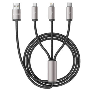 Tech-Protect UltraBoost 3in1 USB-A - Lightning / USB-C / micro USB 3.5A laidas 1m - pilkas