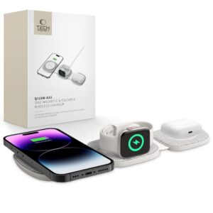 Tech-Protect QI15W-A32 3-in-1 indukcinis įkroviklis su MagSafe išmaniajam telefonui / Apple Watch / AirPods - pilkas --...