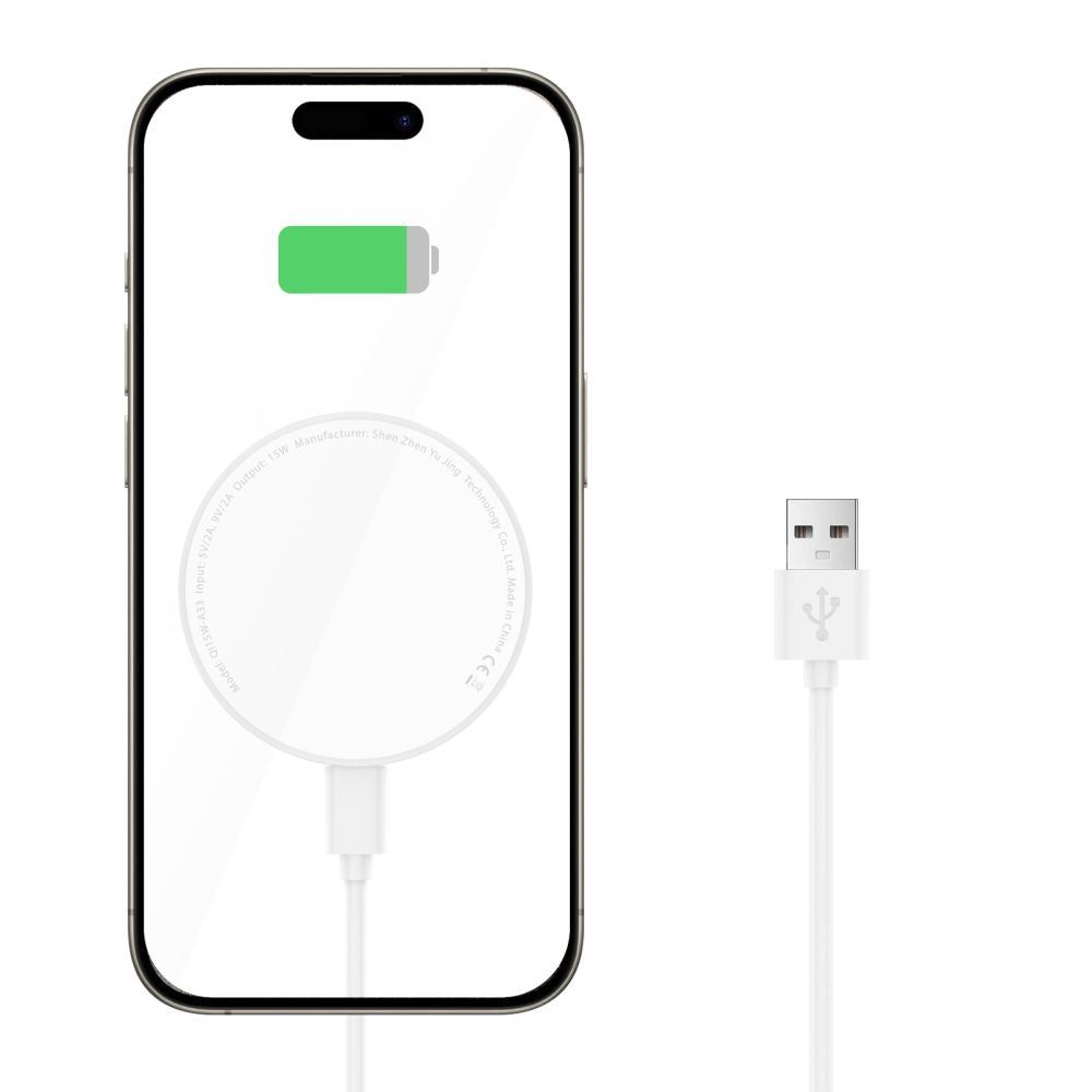 Tech-Protect QI15W-A33 indukcinis įkroviklis su MagSafe ir stovu su USB-A / USB-C laidu - baltas