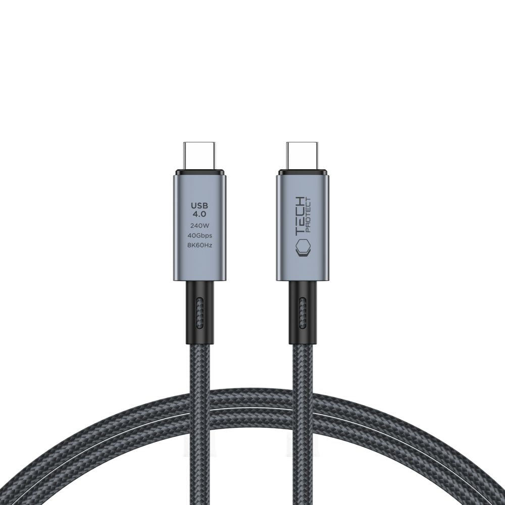 Tech-Protect UltraBoost Max USB-C 4.0 / USB-C 4.0 PD laidas 240W 8K 40Gbps 1m - pilkas
