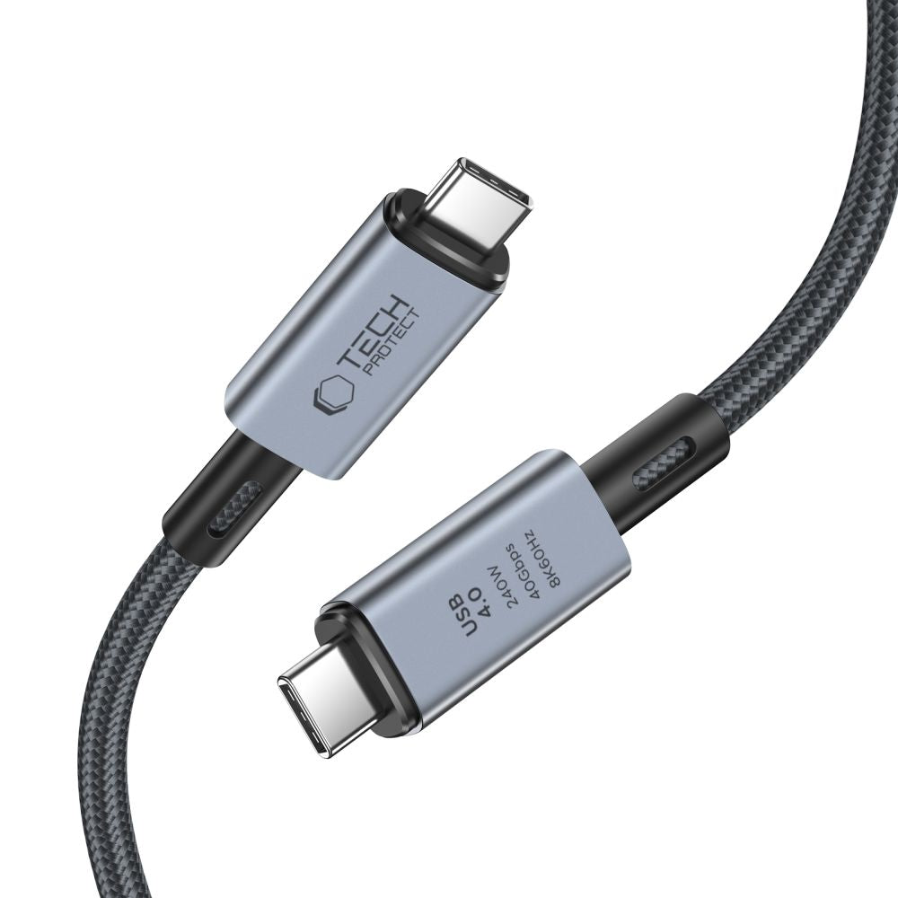 Tech-Protect UltraBoost Max USB-C 4.0 / USB-C 4.0 PD laidas 240W 8K 40Gbps 1m - pilkas
