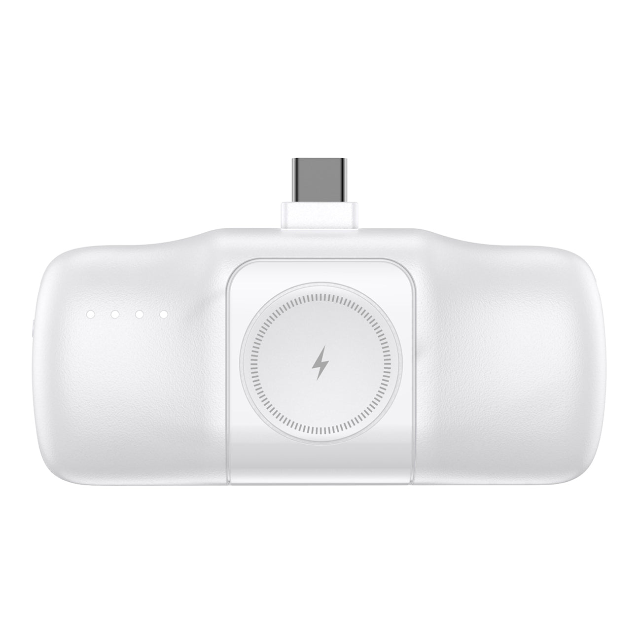 Wozinsky WF16-YCS 5000mAh 15W USB-C Mini Išorinė baterija su integruotu USB-C laidu ir Apple Watch įkrovikliu - baltas