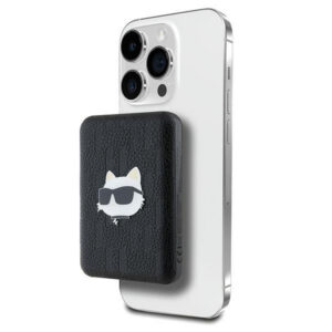 Karl Lagerfeld indukcinė išorinė baterija KLPB5FPGKSCHHK 16W 5000mAh juodas/juodas Choupette Head Pin MagSafe