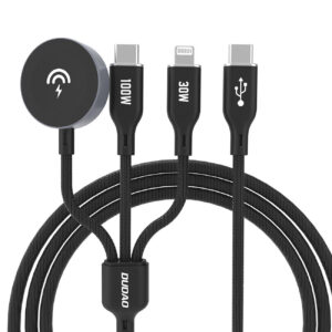 Apple Watch Dudao A12Max+ PD 100W 3in1 įkrovimo laidas: USB-C Lightning 1.2m - juodas