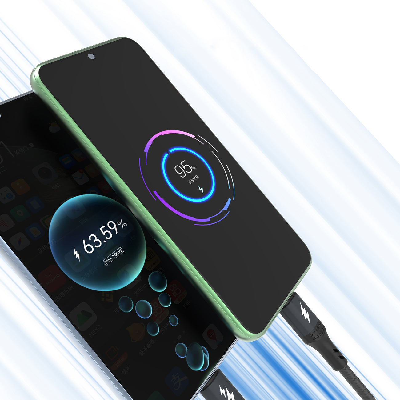 Dudao L3E 3 in 1 60W MicroUSB USB-C Lightning laidas 1.2m - juodas
