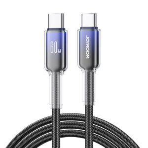 Joyroom S-A42 Crystal-Clear Series 60W USB-C - USB-C laidas 1.2m - juodas
