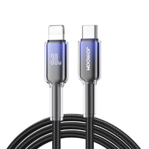 Joyroom S-A42 Crystal-Clear Series 30W USB-C - Lightning laidas 1.2m - juodas