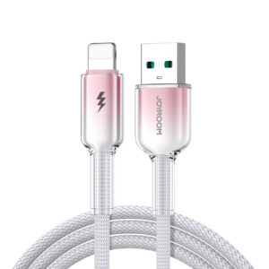 Joyroom S-A42 Crystal-Clear Series 3A USB-A - Lightning laidas 1.2m - baltas
