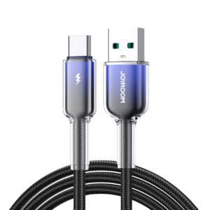 Joyroom S-A42 Crystal-Clear Series 3A USB-A - USB-C laidas 1.2m - juodas