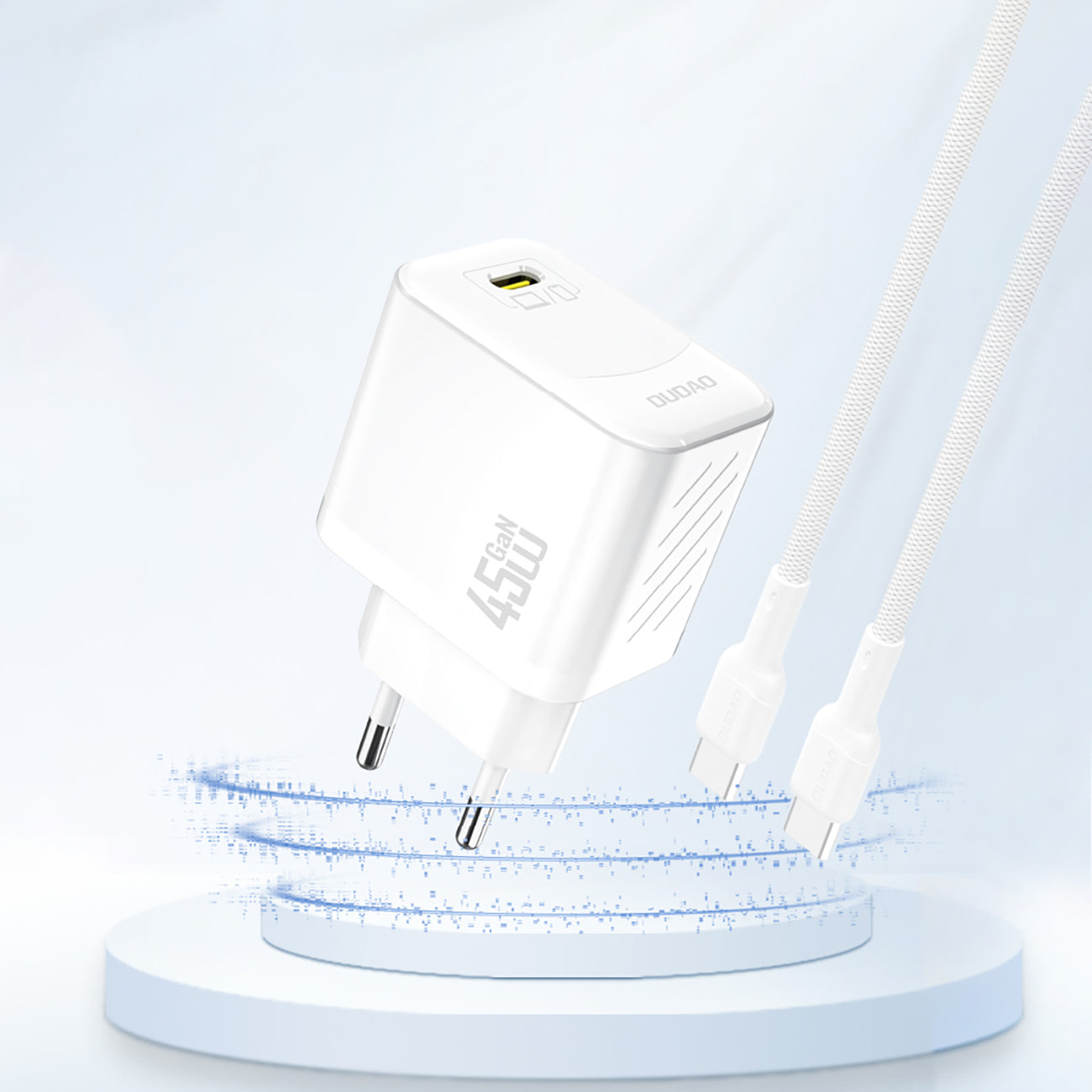 Dudao A28 45W GaN USB-C sieninis įkroviklis - baltas